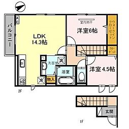 令和高浜館 2階2LDKの間取り