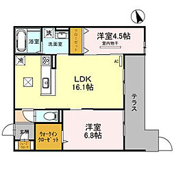 D-room上穂積 1階2LDKの間取り