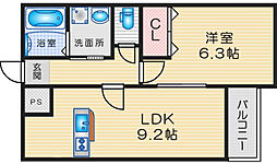 メゾン東雲 205 2階1LDKの間取り