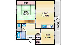 富田第二住宅70棟 2LDKの間取図画像