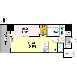 茨木市中津町マンション 1LDKの間取図画像