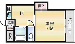 第33マンション 1Kの間取図画像