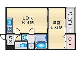 摂津市正雀3丁目アパート 1LDKの間取図画像