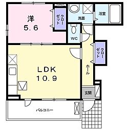 ヴィラすみれ 1LDKの間取図画像