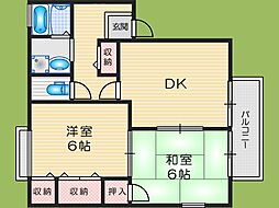 メゾン・ド・ユウ 2DKの間取図画像