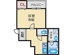 オーク中穂積 1Kの間取図画像