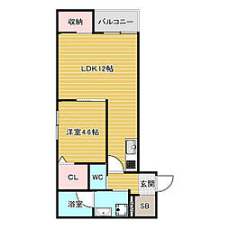 Chaton美穂ケ丘 1LDKの間取図画像