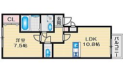 星見レスガス 1LDKの間取図画像