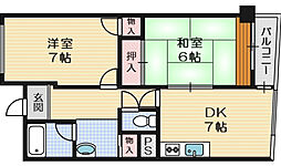 メゾン茨木西駅前 2DKの間取図画像