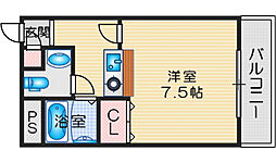ヴィラ芥川 1Kの間取図画像