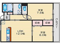 グランディール 2LDKの間取図画像