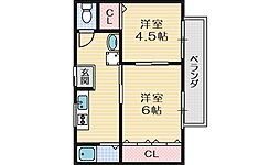 辻子マンション 2DKの間取図画像