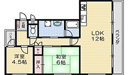 エレクセントライフ大池 2LDKの間取図画像