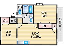 エレガンツァ・カーサ 2LDKの間取図画像