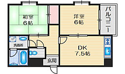 シエテ高槻 2DKの間取図画像