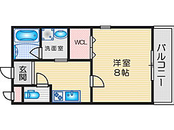オーク中穂積 1Kの間取図画像