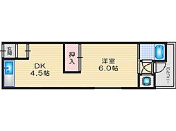 藤田コーポ 1DKの間取図画像