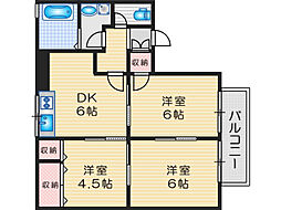 ヴィラ・ボナールB棟 2LDKの間取図画像