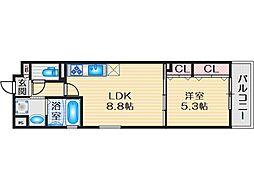 ピレーネ一津屋 1LDKの間取図画像