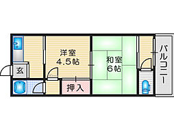 フォアール摂津鳥飼1 2Kの間取図画像