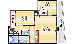 ジオ高槻ミューズレジス 2LDKの間取図画像