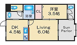 FloraS.E.12th 1LDKの間取図画像