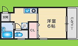 池上マンション 1Kの間取図画像