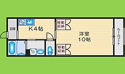 リルコモン城西 1DKの間取図画像