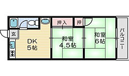 マンションコトブキ 2DKの間取図画像