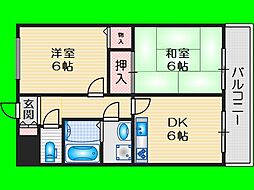ルミエール 2DKの間取図画像