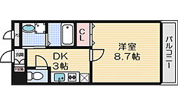 アンプルールクラージュ森脇 1Kの間取図画像