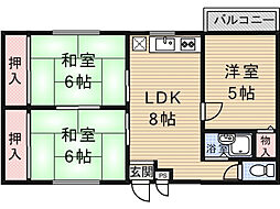 西町R.M 3DKの間取図画像