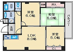 グランドール八光 3DKの間取図画像