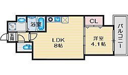 プレステージ3城北 1LDKの間取図画像