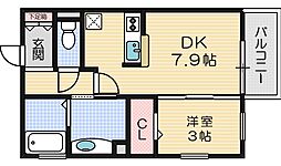 シャルム総持寺 1DKの間取図画像