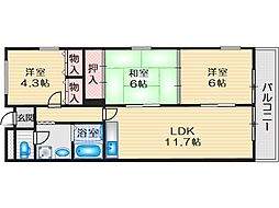 ベルメゾン茨木 3LDKの間取図画像