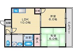野田シャトルマンションA棟 2LDKの間取図画像