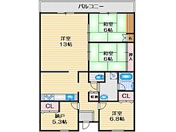 エーデルホルツ24 3LDKの間取図画像