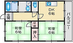 ウェリッジマンション 2DKの間取図画像
