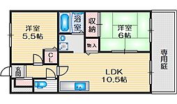 サンヒルズ箕面 2LDKの間取図画像