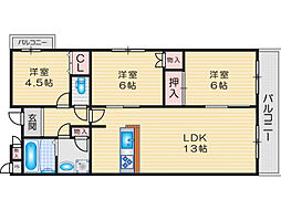 アクトパレス 3LDKの間取図画像