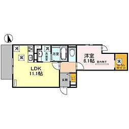 アネックスKOKUBO 1LDKの間取図画像
