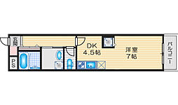 メルツハイム北村 ワンルームの間取図画像