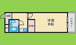 サンウィズ宮田 1Kの間取図画像