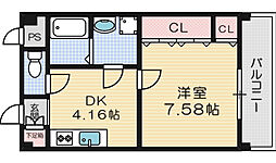 エフティー上牧 1DKの間取図画像
