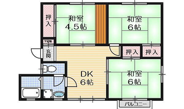 前川ハイツ ｜大阪府茨木市平田2丁目(賃貸アパート3DK・2階・48.33㎡)の写真 その2