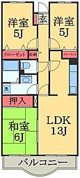 ラフィネ小倉 4階3LDKの間取り