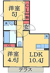 第五スカイマンション 1階2LDKの間取り