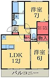 フレンドハウス23Ａ 2階2LDKの間取り