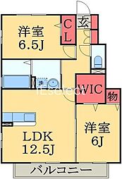 セジュールフローラ 1階2LDKの間取り